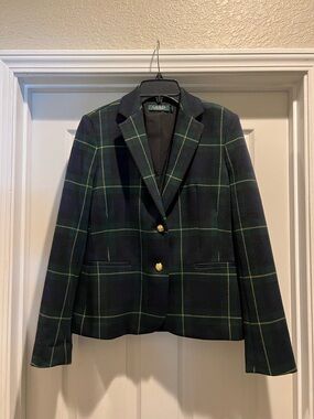Ralph Lauren Green and Navy Plaid Blazer with Yellow Accents